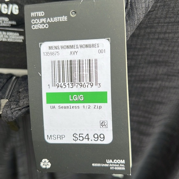 Under Armour Men’s UA Seamless fitted ½ Zip Pullover – Black (Size L) – NWT - Picture 6 of 7